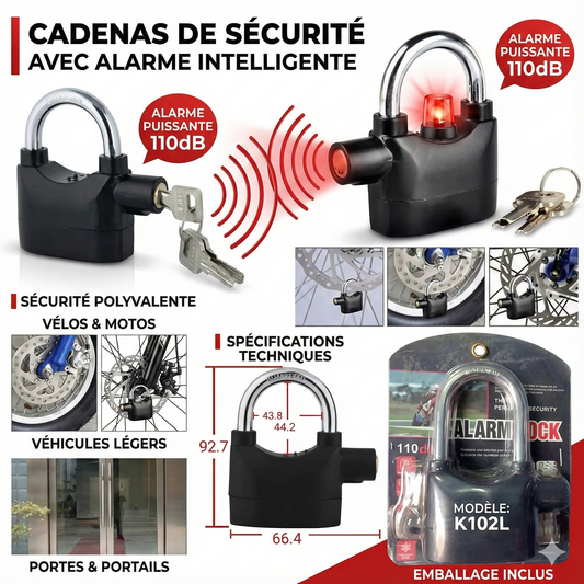 🔐 CADENAS D’ALARME ULTRA SÉCURISÉ – 110 dB